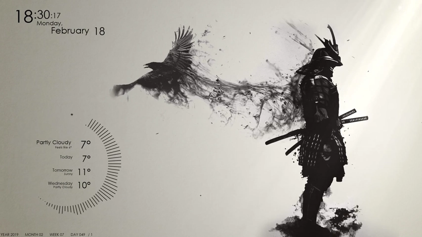 Preview of the Black Ink minimalist Rainmeter Suite